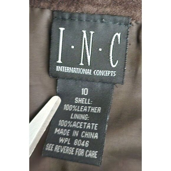 Vintage Y2K INC International Embroidered Suede A Line Skirt Womens 10 Brown - Picture 8 of 9